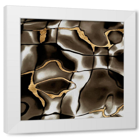Golden Shimmer I White Modern Wood Framed Art Print by Saunders, Alonzo