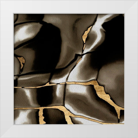 Golden Shimmer III White Modern Wood Framed Art Print by Saunders, Alonzo