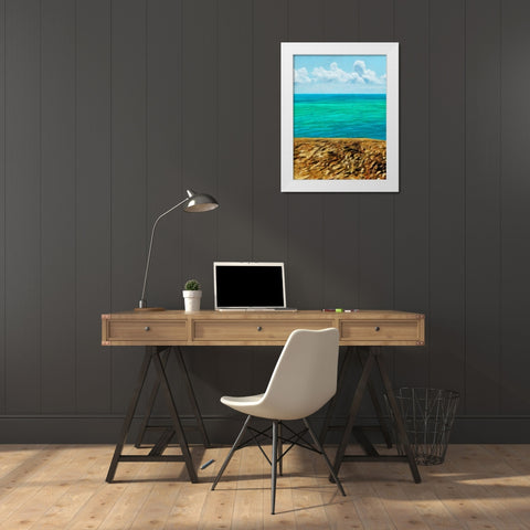 Rocky Beachside I White Modern Wood Framed Art Print by Saunders, Alonzo