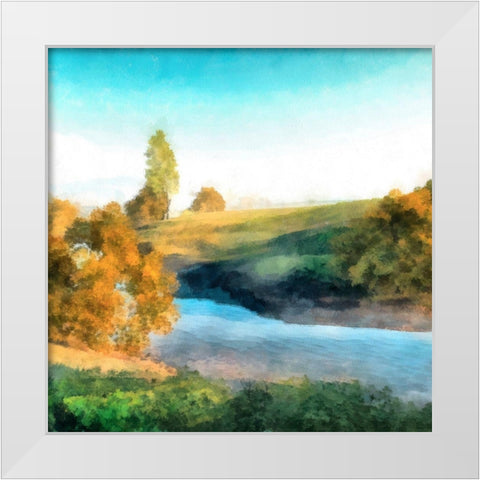 Down Stream I White Modern Wood Framed Art Print by Saunders, Alonzo