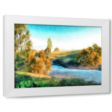 Down Stream III White Modern Wood Framed Art Print by Saunders, Alonzo