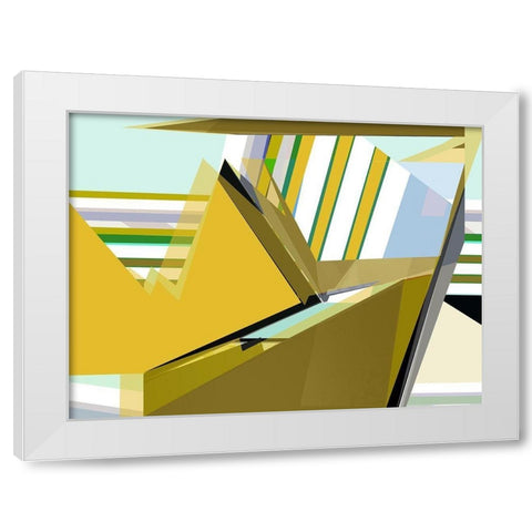 Yellow Mountains I White Modern Wood Framed Art Print by Cartissi