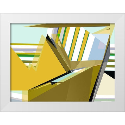 Yellow Mountains I White Modern Wood Framed Art Print by Cartissi