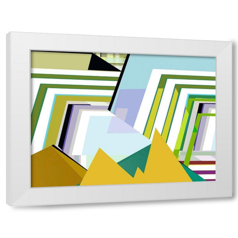 Yellow Mountains II White Modern Wood Framed Art Print by Cartissi