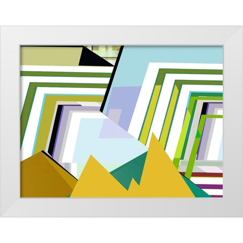 Yellow Mountains II White Modern Wood Framed Art Print by Cartissi