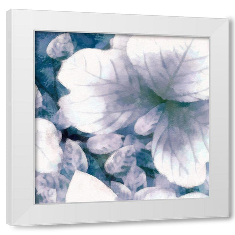 Blue Shaded Leaves I White Modern Wood Framed Art Print by Saunders, Alonzo