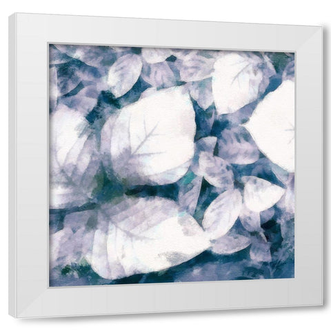 Blue Shaded Leaves II White Modern Wood Framed Art Print by Saunders, Alonzo