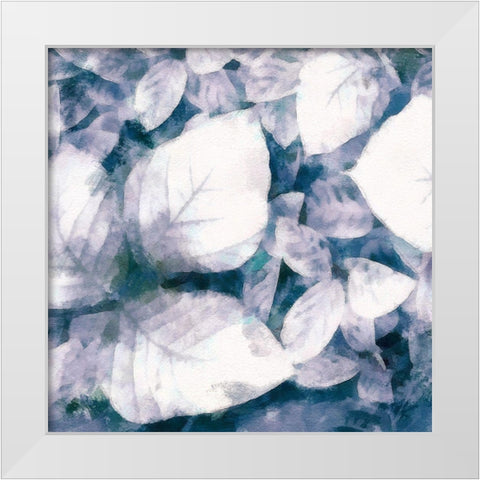 Blue Shaded Leaves II White Modern Wood Framed Art Print by Saunders, Alonzo