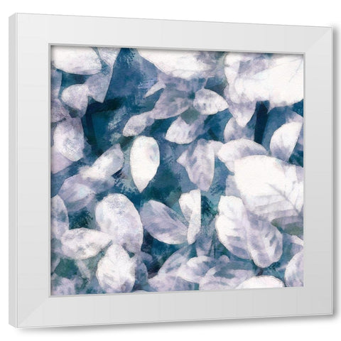 Blue Shaded Leaves III White Modern Wood Framed Art Print by Saunders, Alonzo