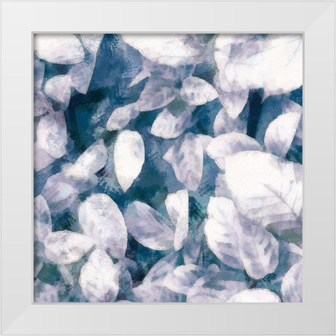 Blue Shaded Leaves III White Modern Wood Framed Art Print by Saunders, Alonzo