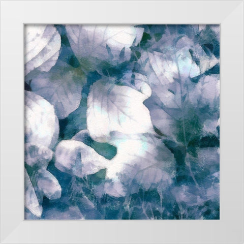 Blue Shaded Leaves IV White Modern Wood Framed Art Print by Saunders, Alonzo