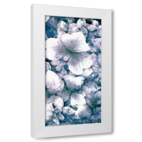 Blue Shaded Leaves V White Modern Wood Framed Art Print by Saunders, Alonzo