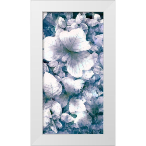 Blue Shaded Leaves V White Modern Wood Framed Art Print by Saunders, Alonzo