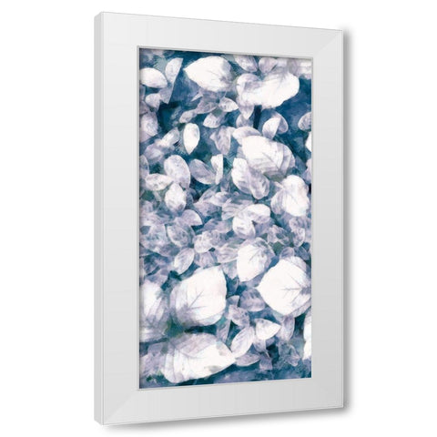 Blue Shaded Leaves VI White Modern Wood Framed Art Print by Saunders, Alonzo