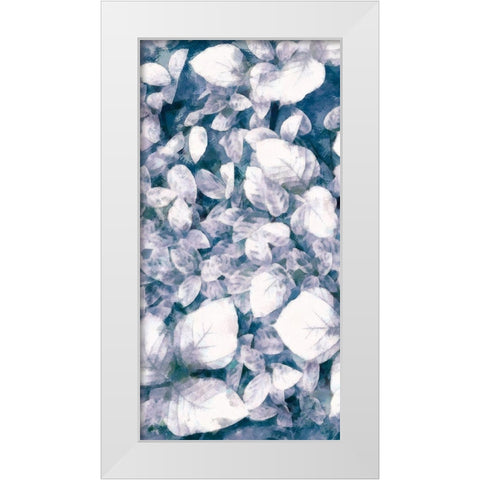 Blue Shaded Leaves VI White Modern Wood Framed Art Print by Saunders, Alonzo