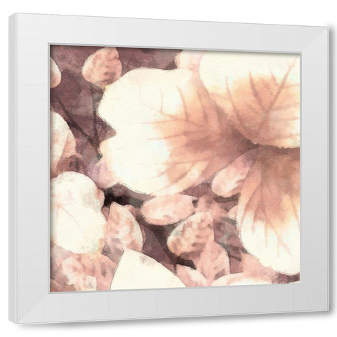 Blush Shaded Leaves I White Modern Wood Framed Art Print by Saunders, Alonzo
