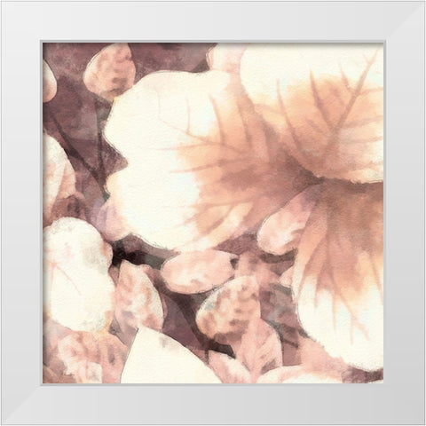 Blush Shaded Leaves I White Modern Wood Framed Art Print by Saunders, Alonzo