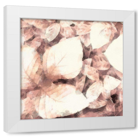 Blush Shaded Leaves II White Modern Wood Framed Art Print by Saunders, Alonzo