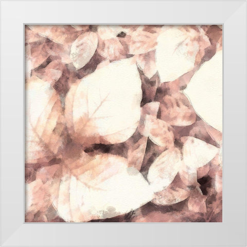 Blush Shaded Leaves II White Modern Wood Framed Art Print by Saunders, Alonzo