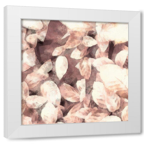 Blush Shaded Leaves III White Modern Wood Framed Art Print by Saunders, Alonzo
