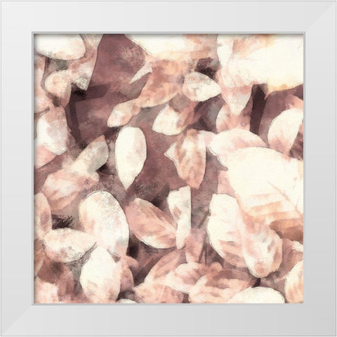 Blush Shaded Leaves III White Modern Wood Framed Art Print by Saunders, Alonzo