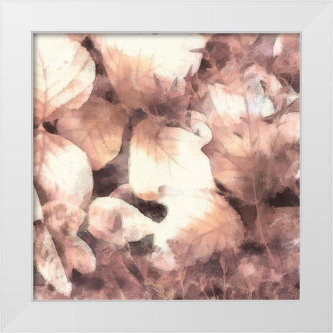 Blush Shaded Leaves IV White Modern Wood Framed Art Print by Saunders, Alonzo