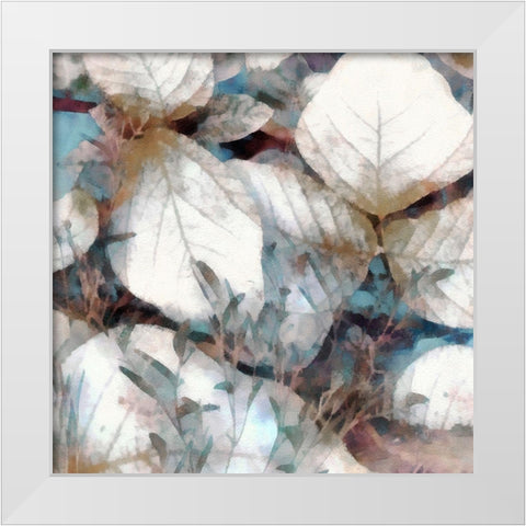 Neutral Summer Leaves I White Modern Wood Framed Art Print by Saunders, Alonzo