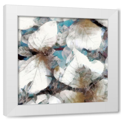 Neutral Summer Leaves III White Modern Wood Framed Art Print by Saunders, Alonzo