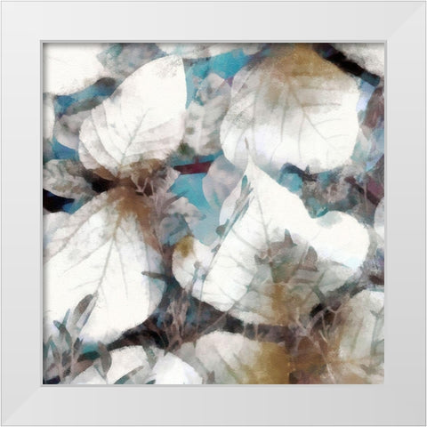 Neutral Summer Leaves III White Modern Wood Framed Art Print by Saunders, Alonzo