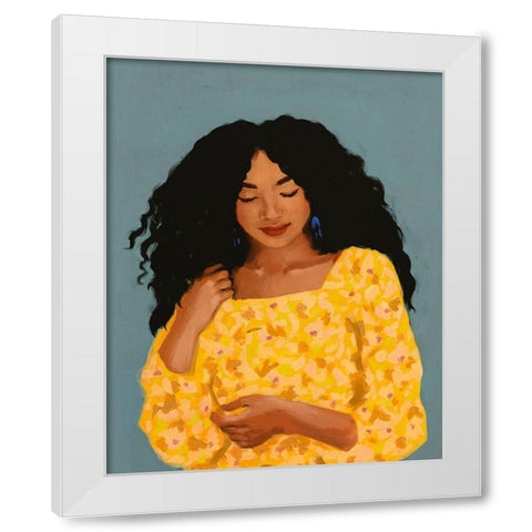 Figure in Yellow Dress White Modern Wood Framed Art Print by Barnes, Victoria