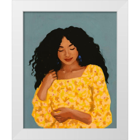 Figure in Yellow Dress White Modern Wood Framed Art Print by Barnes, Victoria