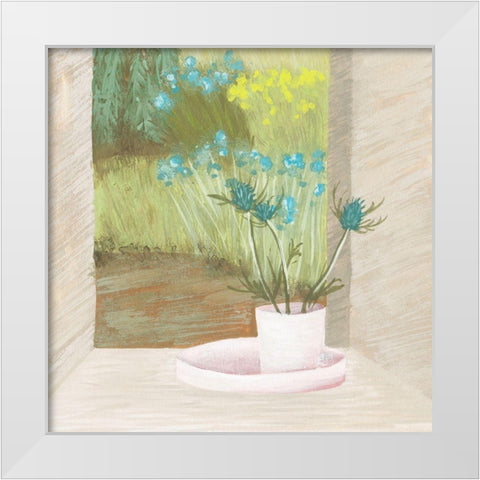 Window Plants I White Modern Wood Framed Art Print by Wang, Melissa