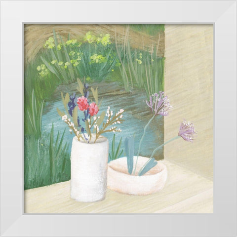 Window Plants III White Modern Wood Framed Art Print by Wang, Melissa