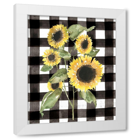 Buffalo Check Sunflower I White Modern Wood Framed Art Print by Goldberger, Jennifer