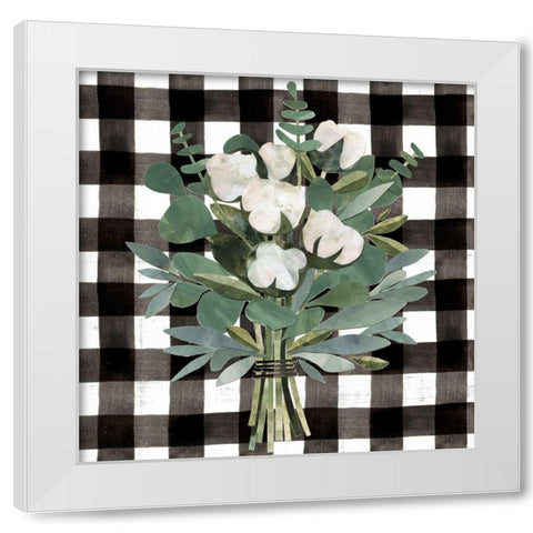 Buffalo Check Cut Paper Bouquet I White Modern Wood Framed Art Print by Barnes, Victoria