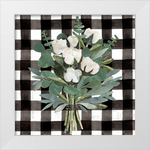 Buffalo Check Cut Paper Bouquet I White Modern Wood Framed Art Print by Barnes, Victoria