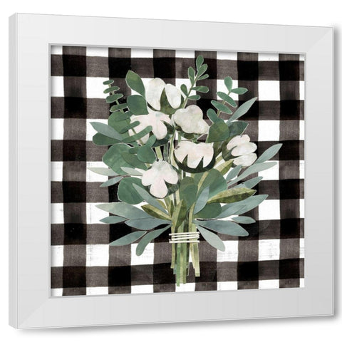 Buffalo Check Cut Paper Bouquet II White Modern Wood Framed Art Print by Barnes, Victoria