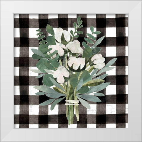 Buffalo Check Cut Paper Bouquet II White Modern Wood Framed Art Print by Barnes, Victoria