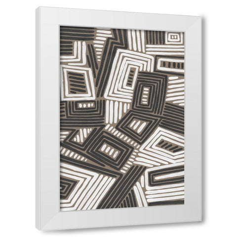 Abstract Maze IV White Modern Wood Framed Art Print by Moore, Regina