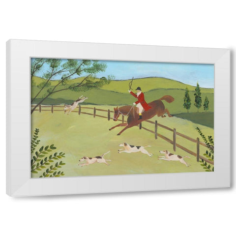 Folk Art Fox Hunt II White Modern Wood Framed Art Print by Moore, Regina