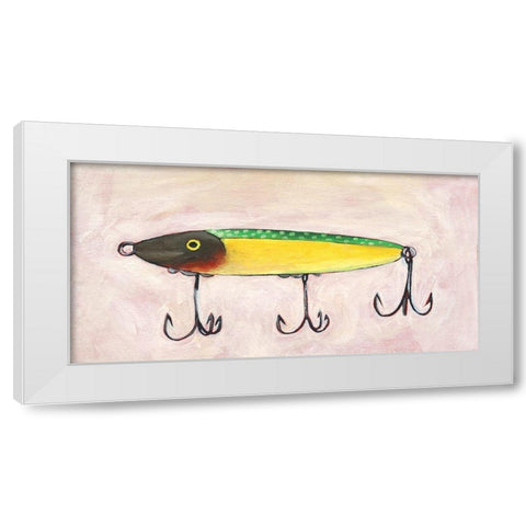 Retro Fishing Lure IV White Modern Wood Framed Art Print by Moore, Regina