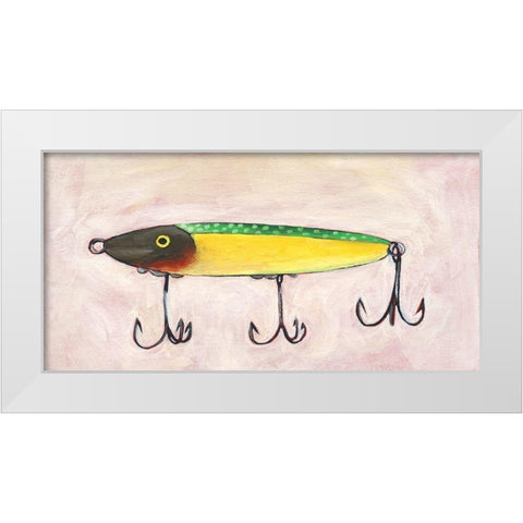Retro Fishing Lure IV White Modern Wood Framed Art Print by Moore, Regina