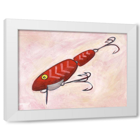 Retro Fishing Lure VI White Modern Wood Framed Art Print by Moore, Regina
