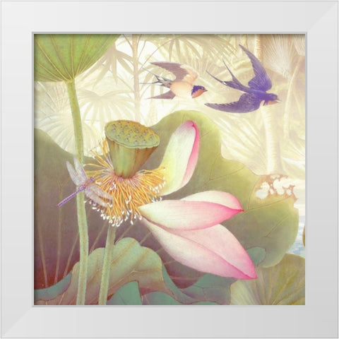 Lotus Sanctuary III White Modern Wood Framed Art Print by Hunziker, Steve