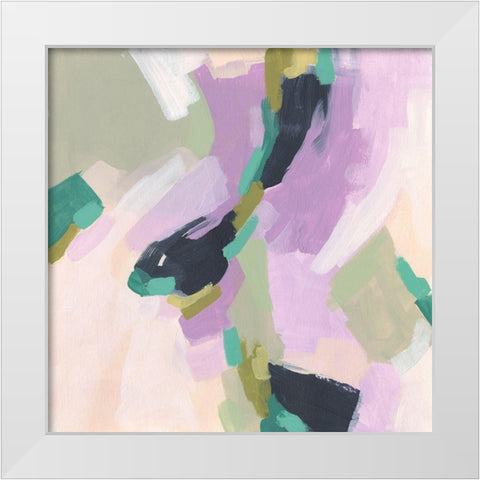 Lavender Swirl III White Modern Wood Framed Art Print by Vess, June Erica