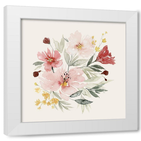 Pink Posy Dance II White Modern Wood Framed Art Print by Popp, Grace