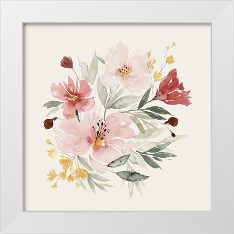 Pink Posy Dance II White Modern Wood Framed Art Print by Popp, Grace