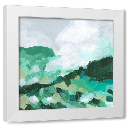 Aqua Valley I White Modern Wood Framed Art Print by Vess, June Erica