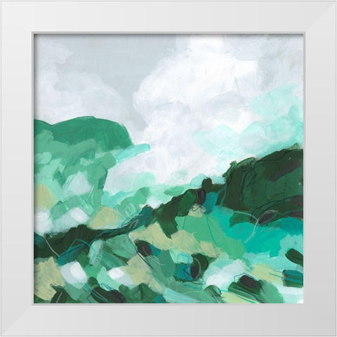 Aqua Valley I White Modern Wood Framed Art Print by Vess, June Erica