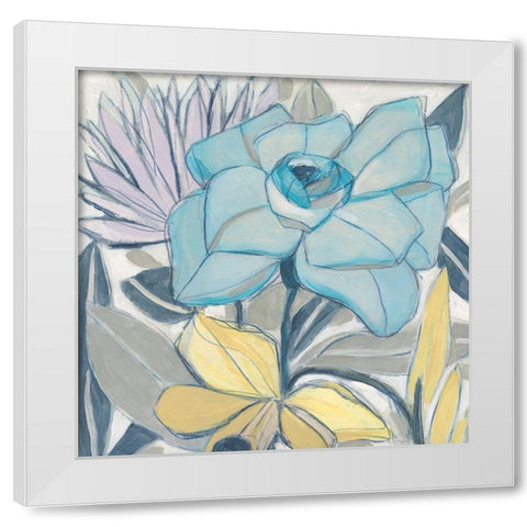Etched Indigo Fresco I White Modern Wood Framed Art Print by Vess, June Erica